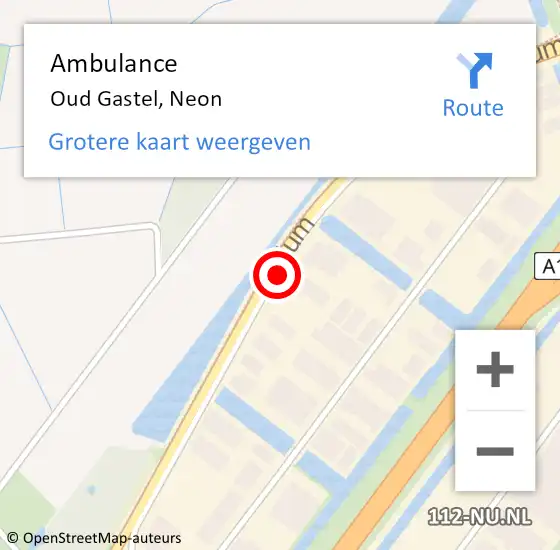 Locatie op kaart van de 112 melding: Ambulance Oud Gastel, Neon op 20 januari 2017 08:37