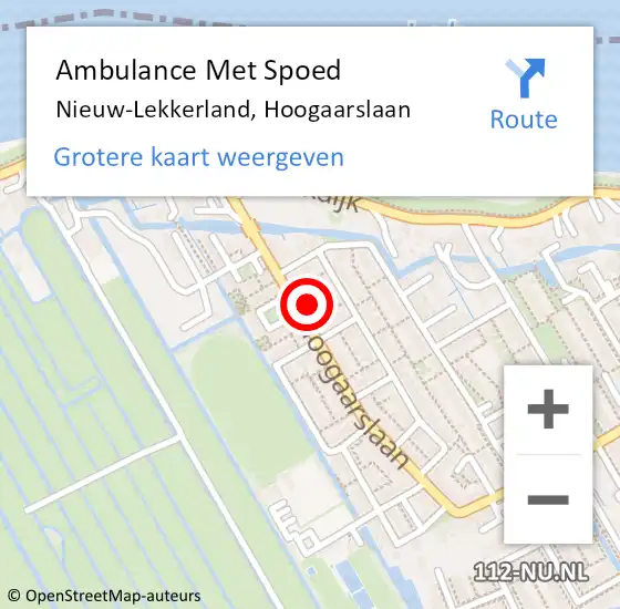 Locatie op kaart van de 112 melding: Ambulance Met Spoed Naar Nieuw-Lekkerland, Hoogaarslaan op 20 januari 2017 08:40