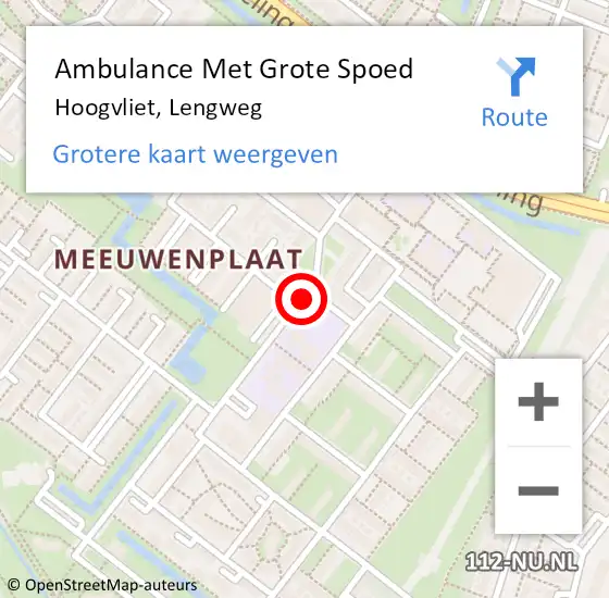 Locatie op kaart van de 112 melding: Ambulance Met Grote Spoed Naar Hoogvliet, Lengweg op 20 januari 2017 21:19