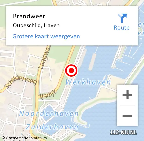 Locatie op kaart van de 112 melding: Brandweer Oudeschild, Haven op 21 januari 2017 12:57