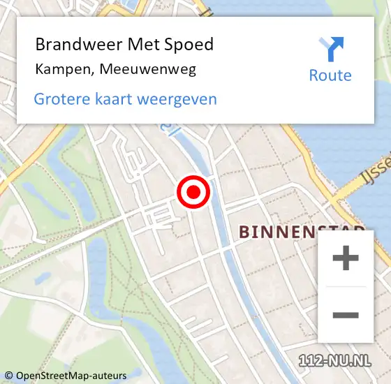 Locatie op kaart van de 112 melding: Brandweer Met Spoed Naar Kampen, Meeuwenweg op 21 januari 2017 14:31