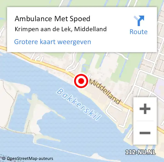 Locatie op kaart van de 112 melding: Ambulance Met Spoed Naar Krimpen aan de Lek, Middelland op 21 januari 2017 18:50