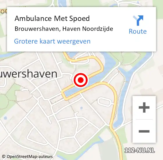 Locatie op kaart van de 112 melding: Ambulance Met Spoed Naar Brouwershaven, Haven Noordzijde op 21 januari 2017 22:13