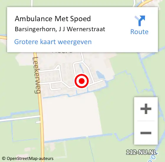 Locatie op kaart van de 112 melding: Ambulance Met Spoed Naar Barsingerhorn, J J Wernerstraat op 21 januari 2017 22:54