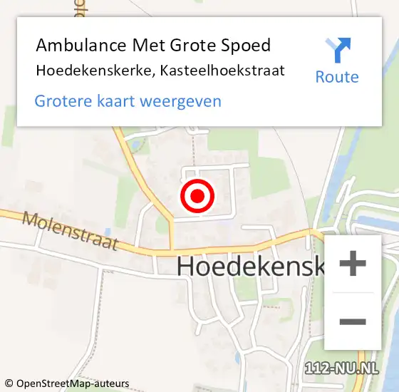 Locatie op kaart van de 112 melding: Ambulance Met Grote Spoed Naar Hoedekenskerke, Kasteelhoekstraat op 18 september 2013 17:47