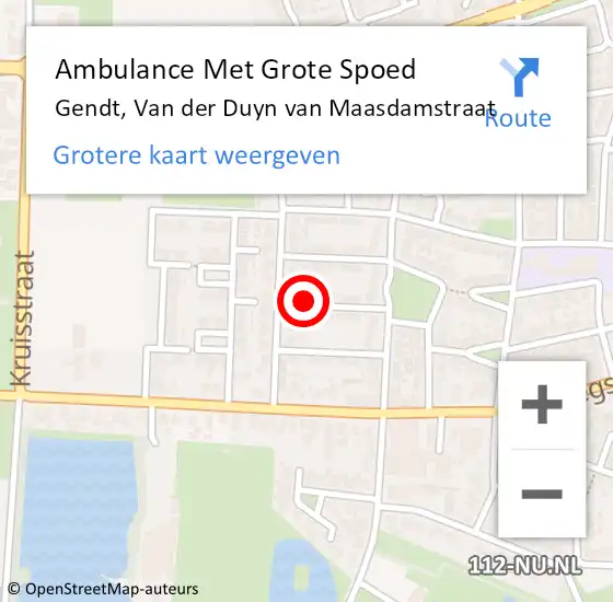 Locatie op kaart van de 112 melding: Ambulance Met Grote Spoed Naar Gendt, Van der Duyn van Maasdamstraat op 22 januari 2017 17:14