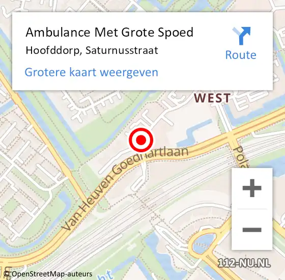 Locatie op kaart van de 112 melding: Ambulance Met Grote Spoed Naar Hoofddorp, Saturnusstraat op 22 januari 2017 22:02