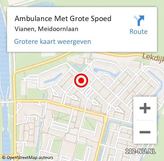 Locatie op kaart van de 112 melding: Ambulance Met Grote Spoed Naar Vianen, Meidoornlaan op 23 januari 2017 00:30