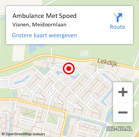 Locatie op kaart van de 112 melding: Ambulance Met Spoed Naar Vianen, Meidoornlaan op 23 januari 2017 09:06