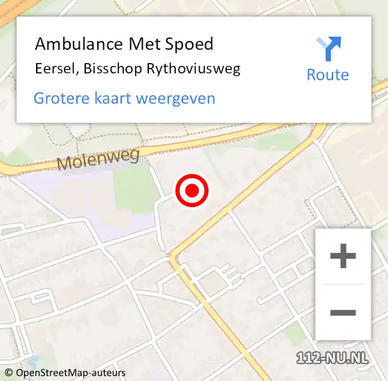 Locatie op kaart van de 112 melding: Ambulance Met Spoed Naar Eersel, Bisschop Rythoviusweg op 23 januari 2017 09:46