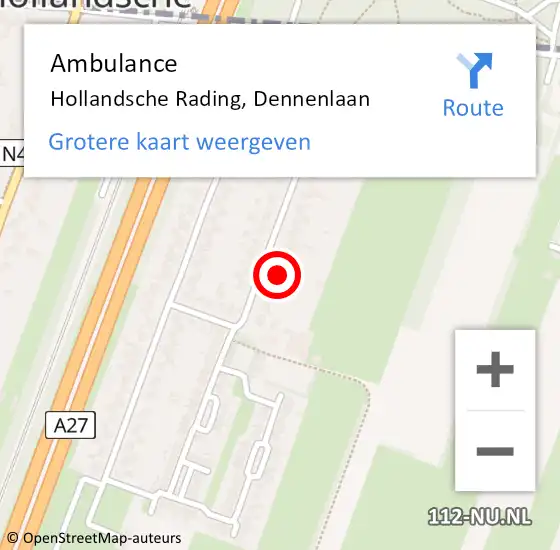Locatie op kaart van de 112 melding: Ambulance Hollandsche Rading, Dennenlaan op 23 januari 2017 12:43