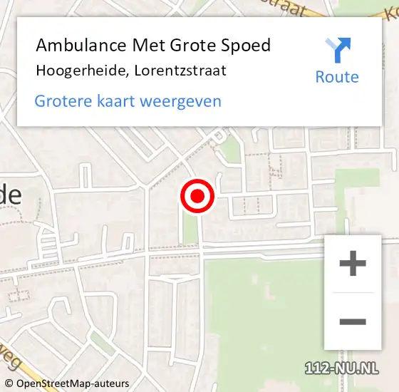 Locatie op kaart van de 112 melding: Ambulance Met Grote Spoed Naar Hoogerheide, Lorentzstraat op 23 januari 2017 14:28