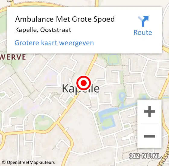 Locatie op kaart van de 112 melding: Ambulance Met Grote Spoed Naar Kapelle, Ooststraat op 23 januari 2017 14:32