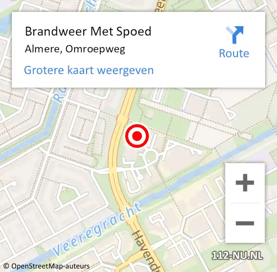 Locatie op kaart van de 112 melding: Brandweer Met Spoed Naar Almere, Omroepweg op 23 januari 2017 18:08