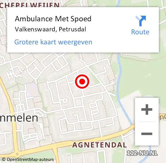 Locatie op kaart van de 112 melding: Ambulance Met Spoed Naar Valkenswaard, Petrusdal op 23 januari 2017 19:27