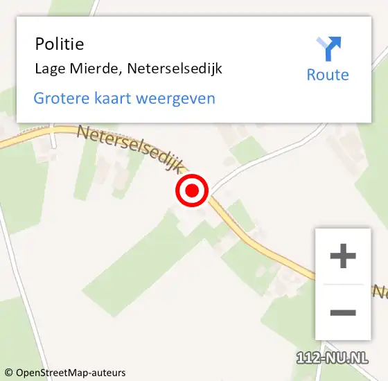 Locatie op kaart van de 112 melding: Politie Lage Mierde, Neterselsedijk op 24 januari 2017 07:49