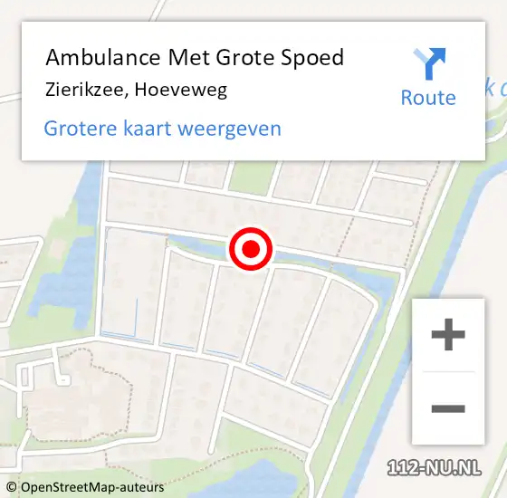 Locatie op kaart van de 112 melding: Ambulance Met Grote Spoed Naar Zierikzee, Hoeveweg op 24 januari 2017 16:01