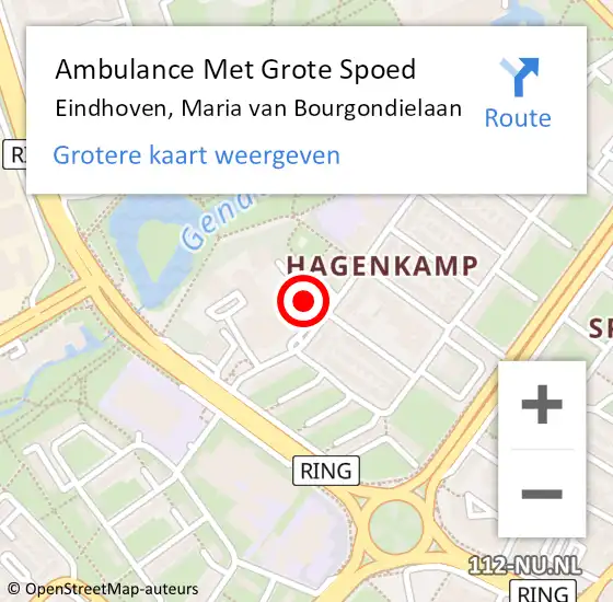 Locatie op kaart van de 112 melding: Ambulance Met Grote Spoed Naar Eindhoven, Maria van Bourgondielaan op 24 januari 2017 17:00