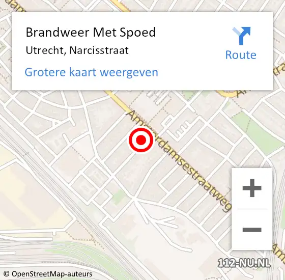 Locatie op kaart van de 112 melding: Brandweer Met Spoed Naar Utrecht, Narcisstraat op 24 januari 2017 17:02