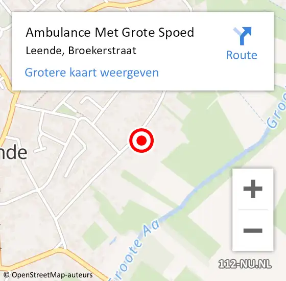Locatie op kaart van de 112 melding: Ambulance Met Grote Spoed Naar Leende, Broekerstraat op 24 januari 2017 17:39