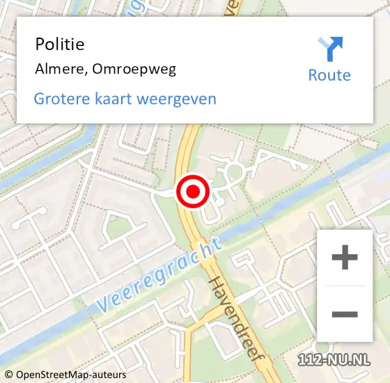 Locatie op kaart van de 112 melding: Politie Almere, Omroepweg op 24 januari 2017 17:42