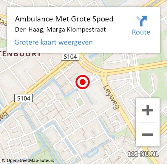 Locatie op kaart van de 112 melding: Ambulance Met Grote Spoed Naar Den Haag, Marga Klompestraat op 24 januari 2017 18:21