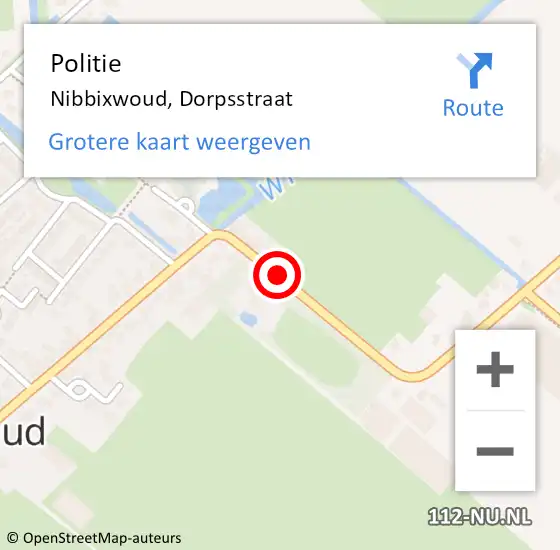 Locatie op kaart van de 112 melding: Politie Nibbixwoud, Dorpsstraat op 24 januari 2017 22:13