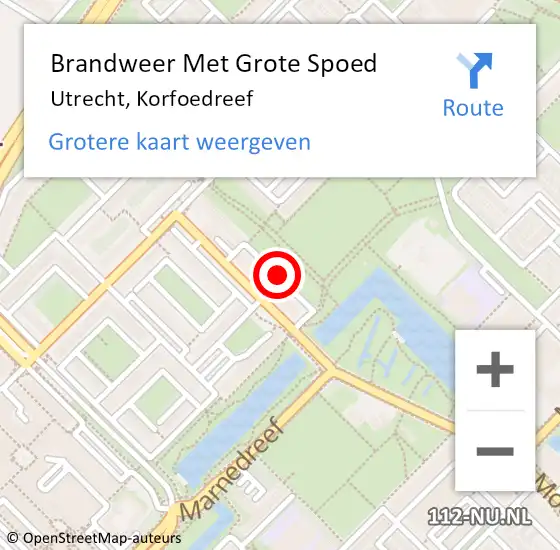 Locatie op kaart van de 112 melding: Brandweer Met Grote Spoed Naar Utrecht, Korfoedreef op 25 januari 2017 05:24