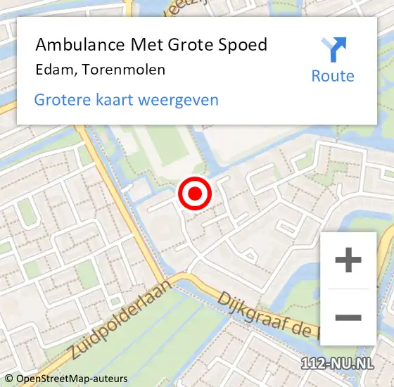 Locatie op kaart van de 112 melding: Ambulance Met Grote Spoed Naar Edam, Torenmolen op 25 januari 2017 11:33