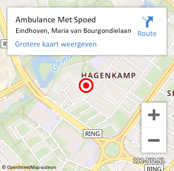 Locatie op kaart van de 112 melding: Ambulance Met Spoed Naar Eindhoven, Maria van Bourgondielaan op 25 januari 2017 12:34