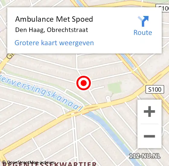 Locatie op kaart van de 112 melding: Ambulance Met Spoed Naar Den Haag, Obrechtstraat op 25 januari 2017 12:43