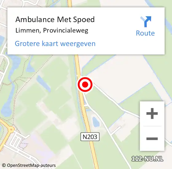 Locatie op kaart van de 112 melding: Ambulance Met Spoed Naar Limmen, Provincialeweg op 26 januari 2017 01:04