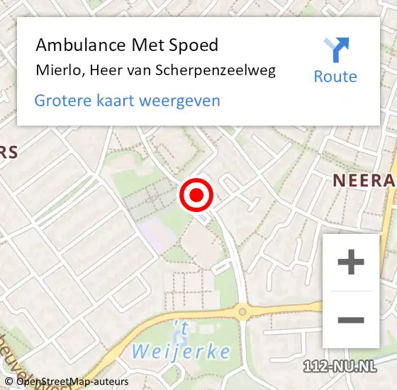 Locatie op kaart van de 112 melding: Ambulance Met Spoed Naar Mierlo, Heer Van Scherpenzeelweg op 26 januari 2017 09:33
