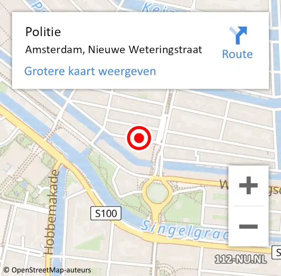 Locatie op kaart van de 112 melding: Politie Amsterdam, Nieuwe Weteringstraat op 26 januari 2017 17:43