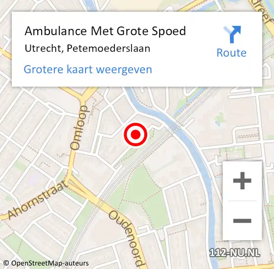 Locatie op kaart van de 112 melding: Ambulance Met Grote Spoed Naar Utrecht, Petemoederslaan op 27 januari 2017 07:41