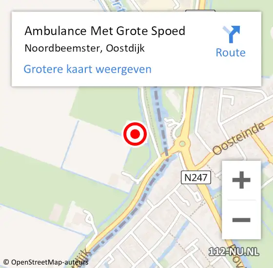 Locatie op kaart van de 112 melding: Ambulance Met Grote Spoed Naar Noordbeemster, Oostdijk op 27 januari 2017 14:10