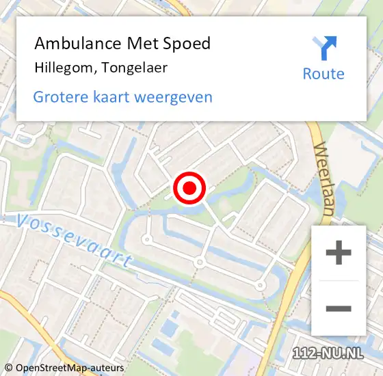 Locatie op kaart van de 112 melding: Ambulance Met Spoed Naar Hillegom, Tongelaer op 27 januari 2017 16:11