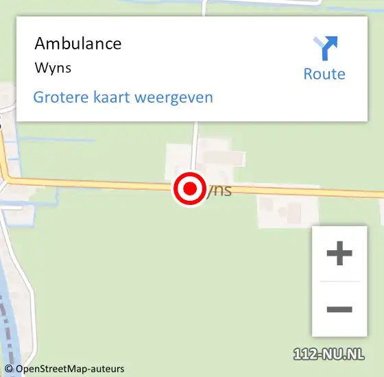 Locatie op kaart van de 112 melding: Ambulance Wyns op 27 januari 2017 17:08