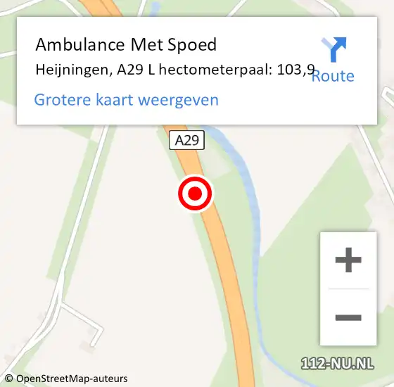 Locatie op kaart van de 112 melding: Ambulance Met Spoed Naar Heijningen, A29 R op 27 januari 2017 18:27