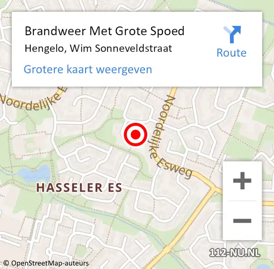 Locatie op kaart van de 112 melding: Brandweer Met Grote Spoed Naar Hengelo, Wim Sonneveldstraat op 27 januari 2017 20:17