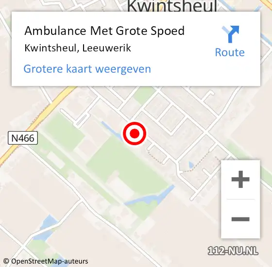Locatie op kaart van de 112 melding: Ambulance Met Grote Spoed Naar Kwintsheul, Leeuwerik op 27 januari 2017 21:29