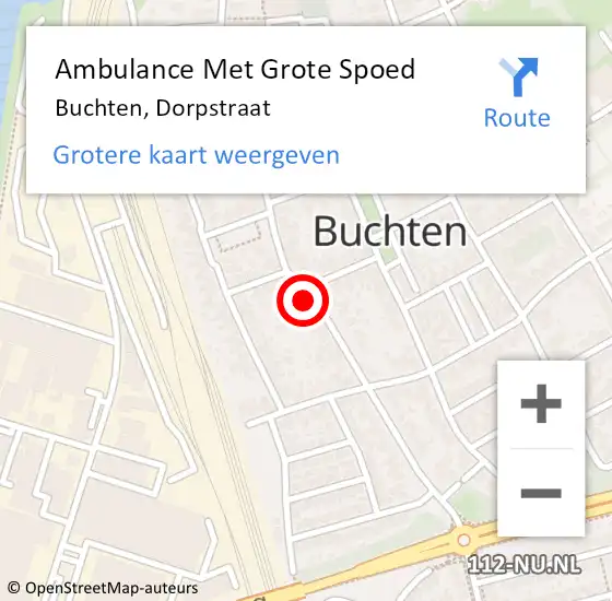 Locatie op kaart van de 112 melding: Ambulance Met Grote Spoed Naar Buchten, Dorpstraat op 27 januari 2017 22:34
