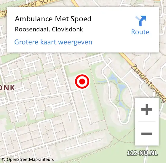 Locatie op kaart van de 112 melding: Ambulance Met Spoed Naar Roosendaal, Clovisdonk op 28 januari 2017 12:11