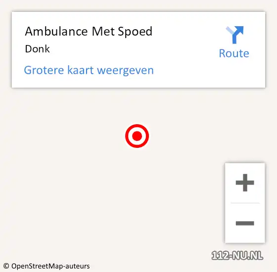 Locatie op kaart van de 112 melding: Ambulance Met Spoed Naar Donk op 28 januari 2017 15:50
