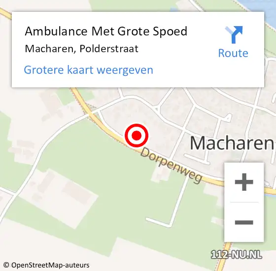 Locatie op kaart van de 112 melding: Ambulance Met Grote Spoed Naar Macharen, Polderstraat op 28 januari 2017 17:45