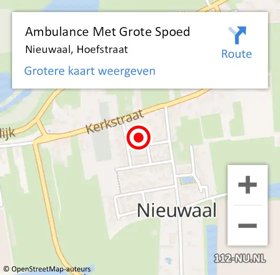 Locatie op kaart van de 112 melding: Ambulance Met Grote Spoed Naar Nieuwaal, Hoefstraat op 6 september 2013 18:54