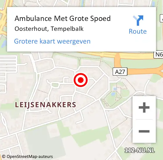 Locatie op kaart van de 112 melding: Ambulance Met Grote Spoed Naar Oosterhout, Tempelbalk op 29 januari 2017 15:17