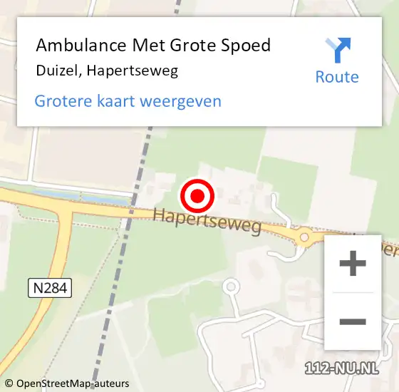 Locatie op kaart van de 112 melding: Ambulance Met Grote Spoed Naar Duizel, Hapertseweg op 29 januari 2017 15:40