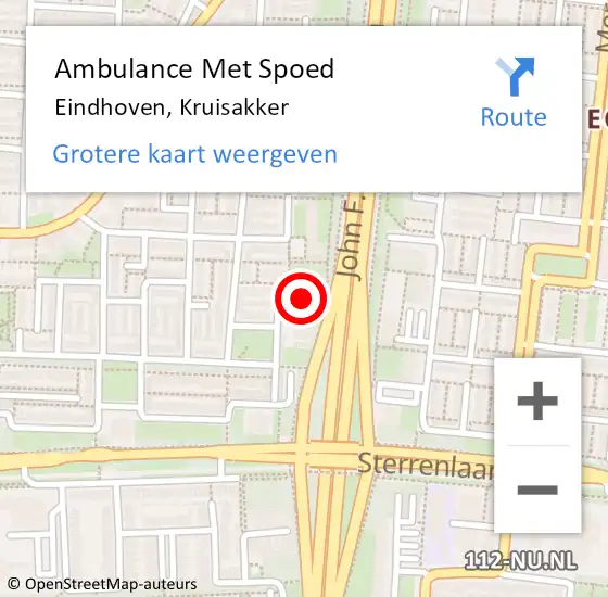 Locatie op kaart van de 112 melding: Ambulance Met Spoed Naar Eindhoven, Kruisakker op 29 januari 2017 19:41