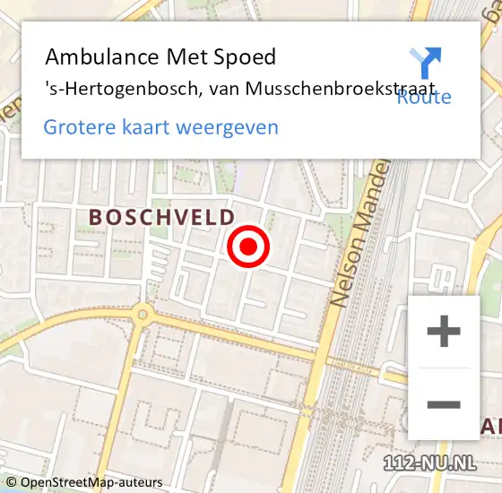 Locatie op kaart van de 112 melding: Ambulance Met Spoed Naar 's-Hertogenbosch, van Musschenbroekstraat op 29 januari 2017 23:35